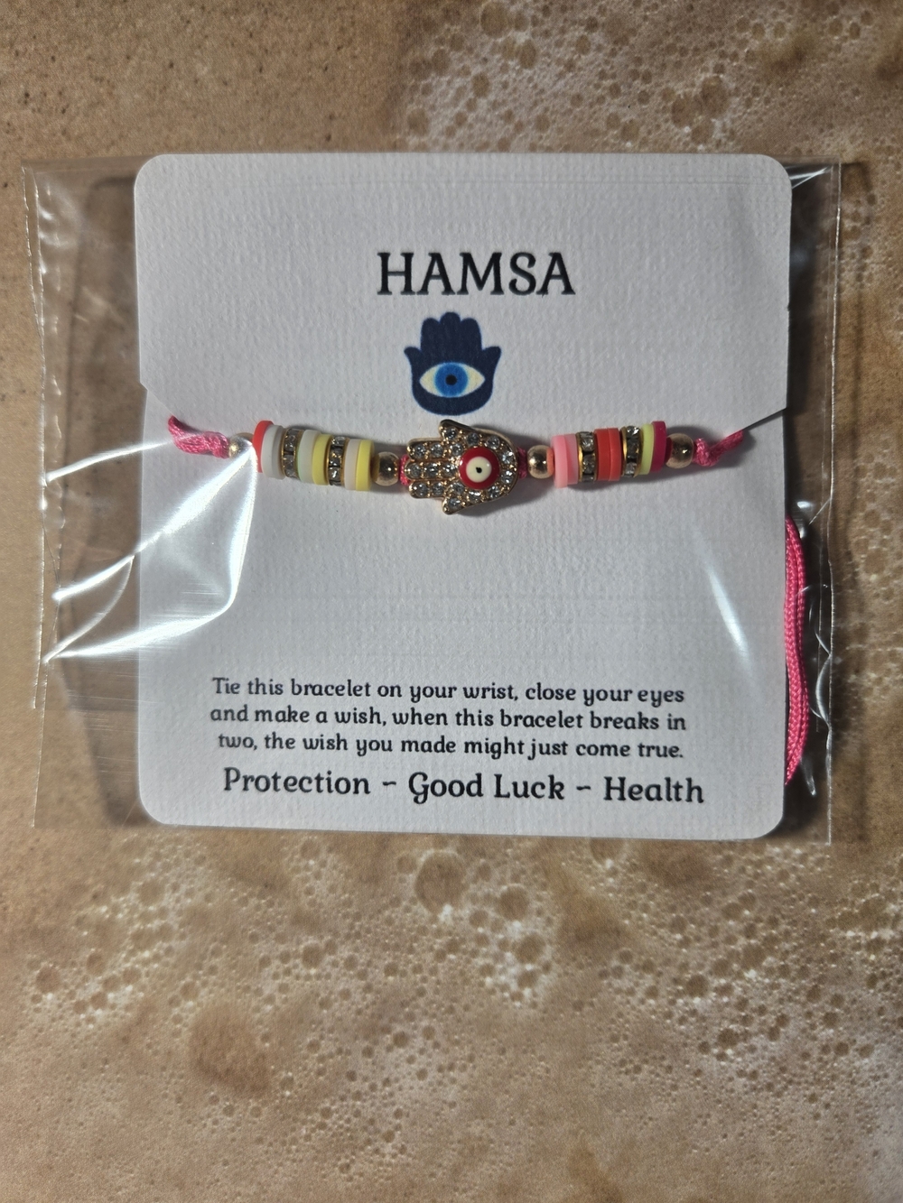 Pink Good Luck Hamsa Bracelet